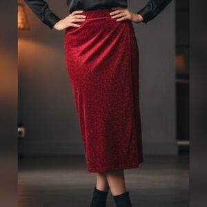 Anne Klein Red Sparkle Skirt Size Medium NWT Great Gift Idea🎁